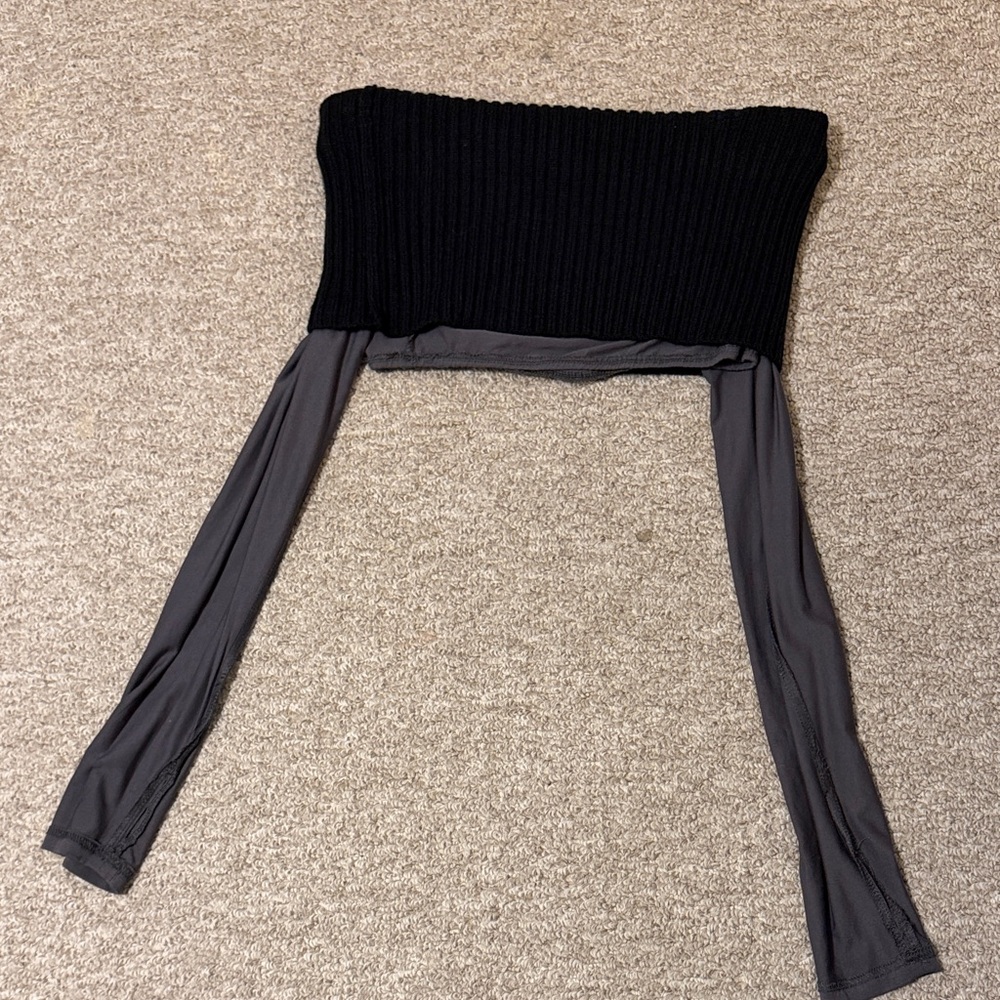 Black and Gray Off-Shoulder Top The Kript